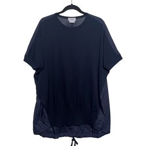 DKNY Knit Short Sleeve Navy Blue Nylon Back Stretchy Top Medium